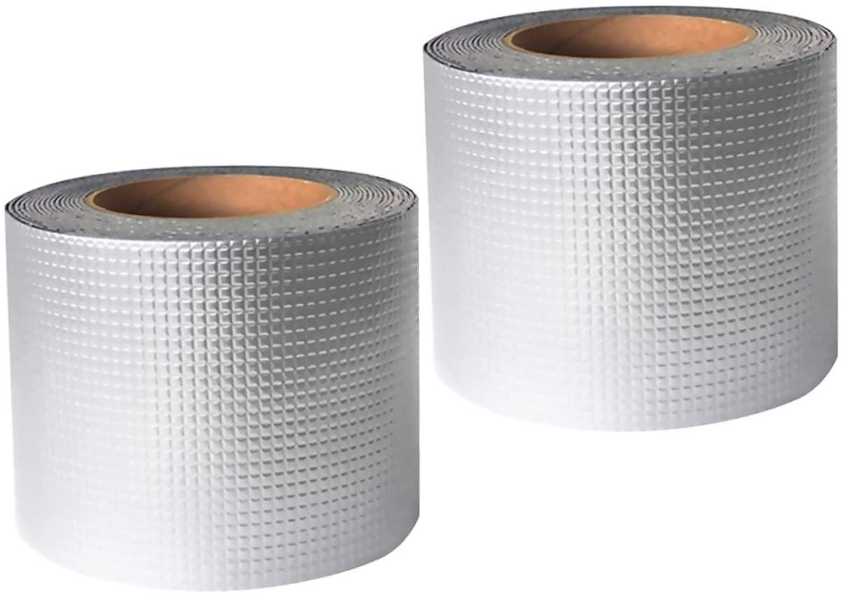 Waterdichte Afdichtingstape - Butyltape Reparatie - Lekkages Dichten - Aluminiumfolie Buitenkant - 2 Rollen 5m - Zilver