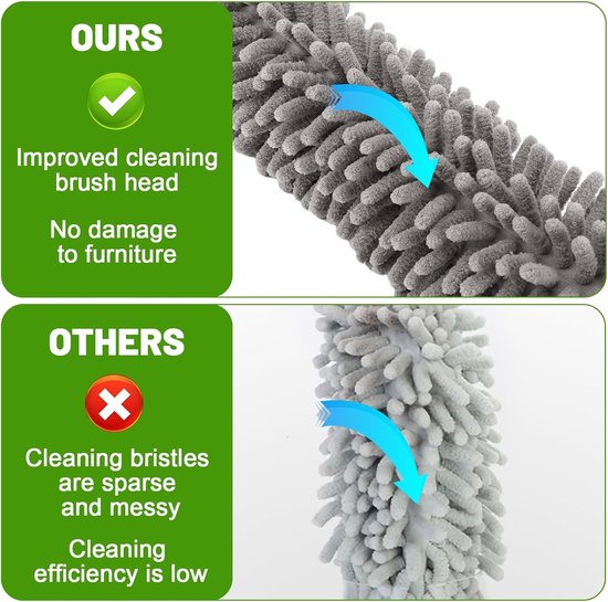 Collazoey 6 Pieces Telescopic Duster, Microfibre Duster Corner Broom, with Telescopic Rod, Washable, Extendable up to 245 cm, for Holes, Ceilings and Cobwebs — afbeelding 4