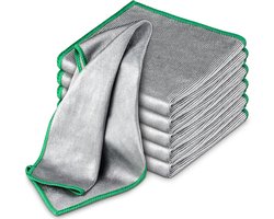 Poetsdoeken Set - Microvezel Doeken - Streeploos Reinigen - Dubbelzijdig Ontwerp - 6 Stuks 30x30cm - Groene Randen