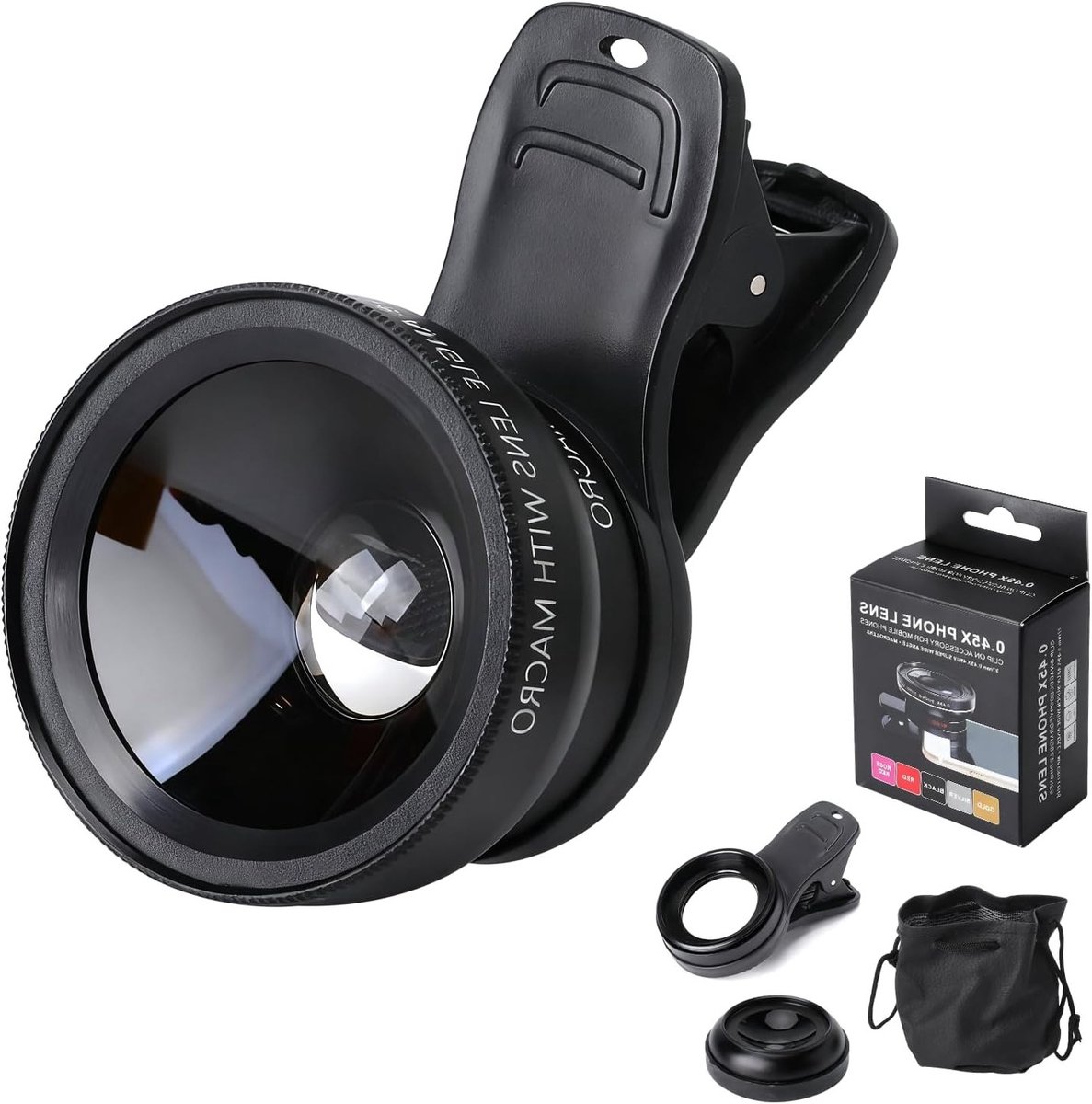 2-in-1 Smartphone Lensen: 0.45x Groothoek en 12.5x Macro, Universele Camera Lens voor Creatieve Foto's en Reizen met Antislip Clip