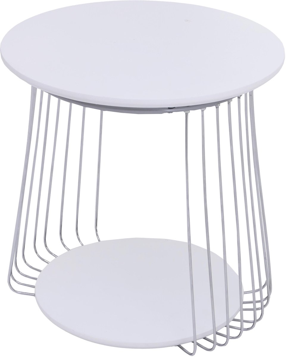 MCA salontafel MCW-P60, bijzettafel koffietafel loungetafel, metaal MDF rond Ø 50 cm ~ wit