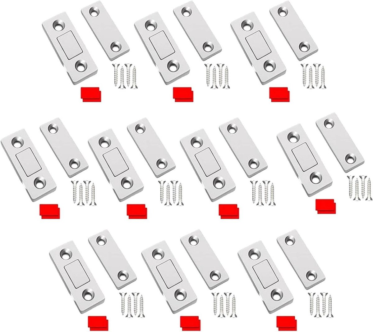 Magnetische Kastsluiting - Magneet Deur Grendel - Kasten Dicht Houden - Ultradun Design - 10 Stuks - Zilverkleurig