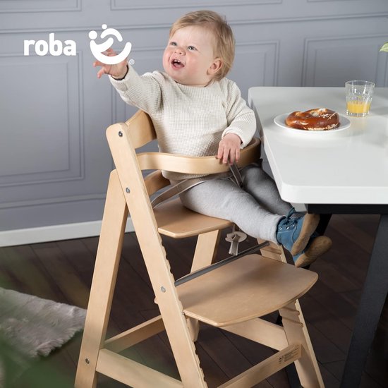 roba Treppenhochstuhl Sit Up III - Mitwachsender Baby Hochstuhl - ab 6 Monaten - Kinderhochstuhl aus Holz natur - Stuhl bis 70 kg belastbar, 1 Stück van Roba. — afbeelding 4