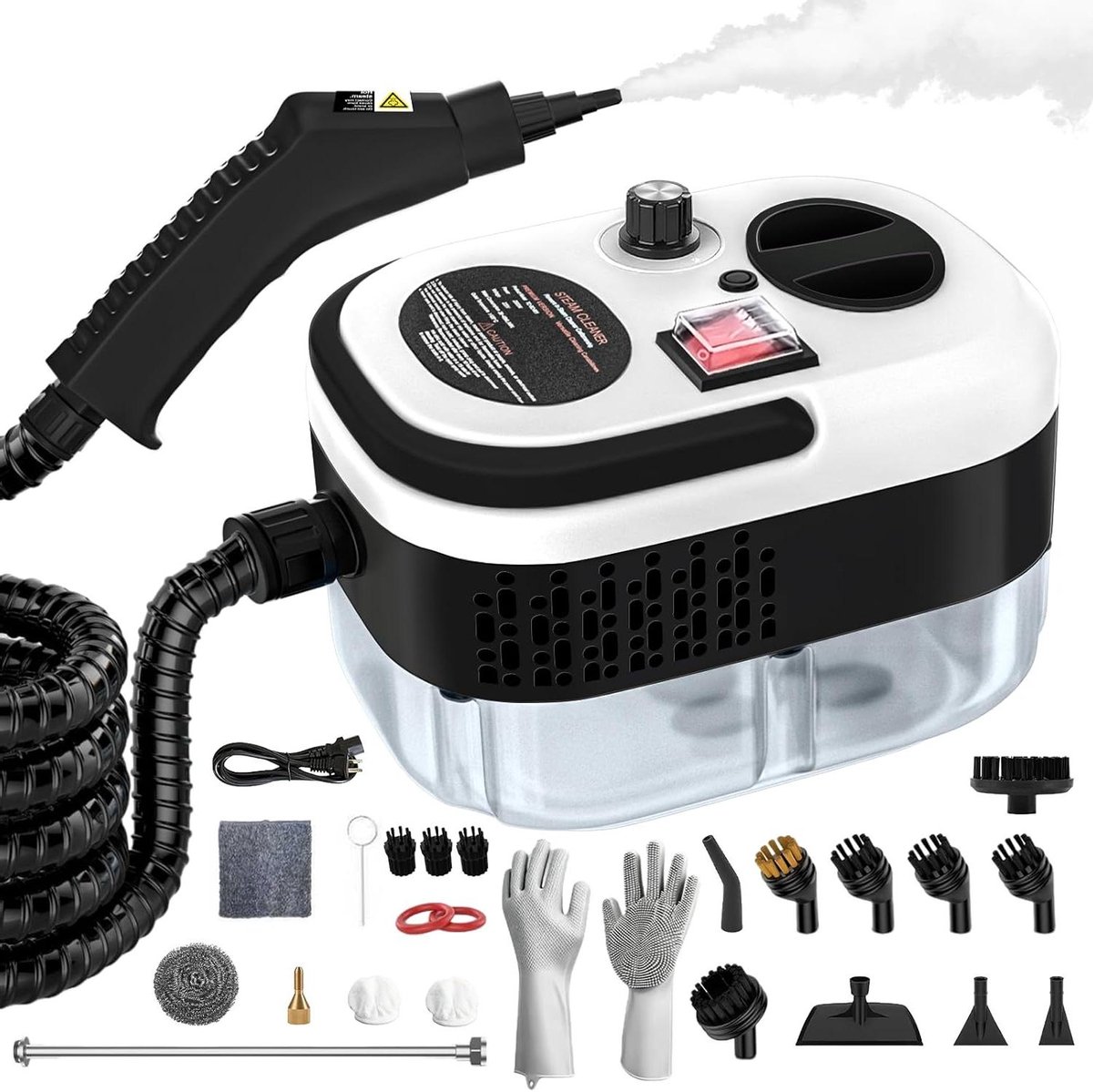 Draagbare Stoomreiniger - Multifunctionele Reiniger - Diepe Reiniging - 2500W Krachtige Stoom - 1200 ml Tank - Wit
