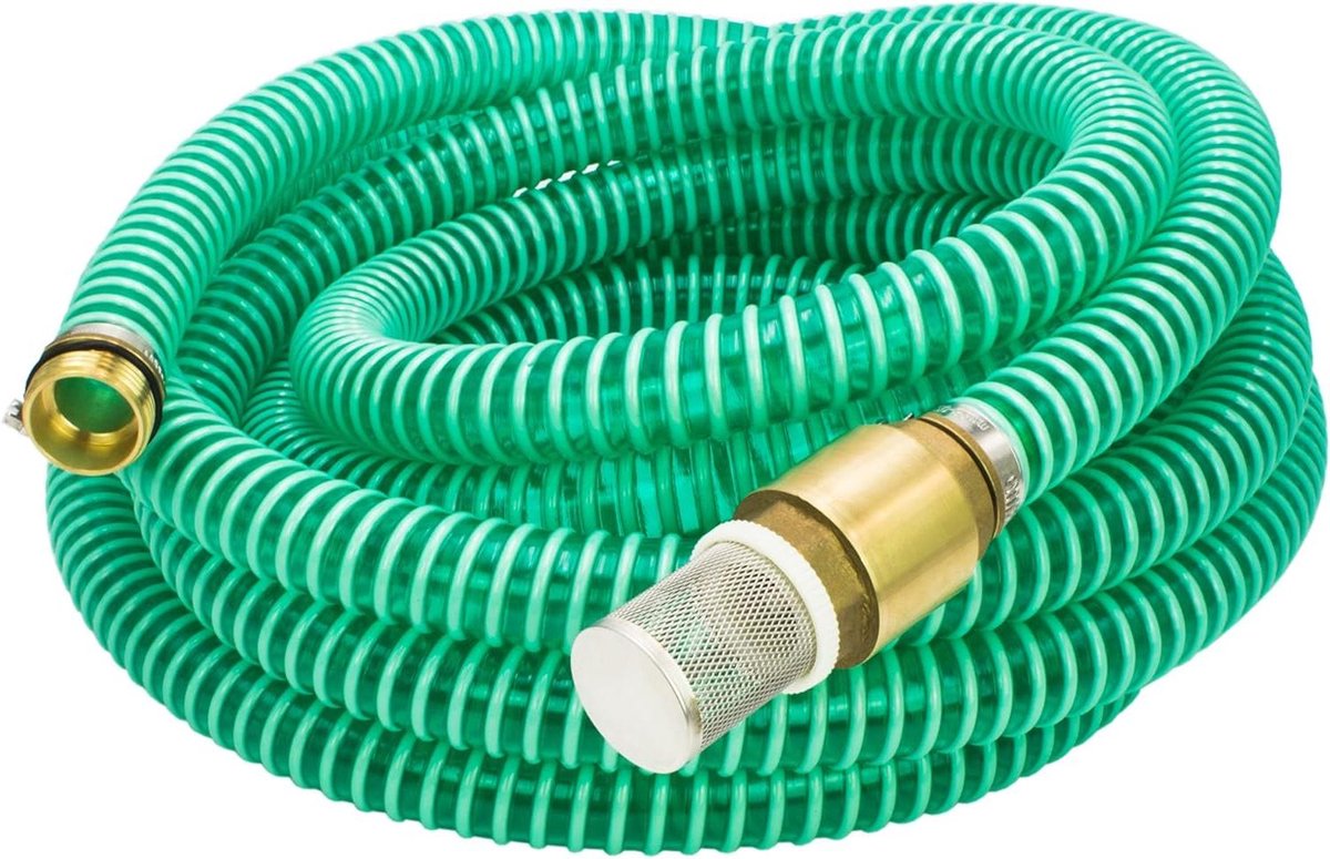 Zuigslang Tuinpomp - Aanzuiggarnituur - Water Verplaatsen - Met Terugslagklep - 10 Meter - Groen