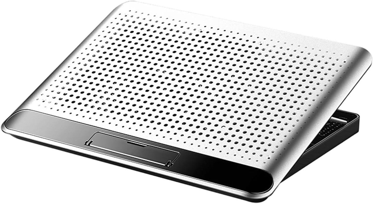 Laptop Koeler - Koelstation Bureau - Stabiel Werken - Dubbele Koelmodi - 35 cm Breed - Zilver