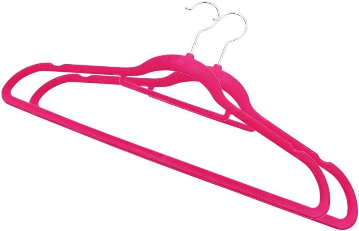 Kledinghangers Set - Antislip Hangers - Kleding Opbergen - Met Broekstang - 20 Stuks - Roze