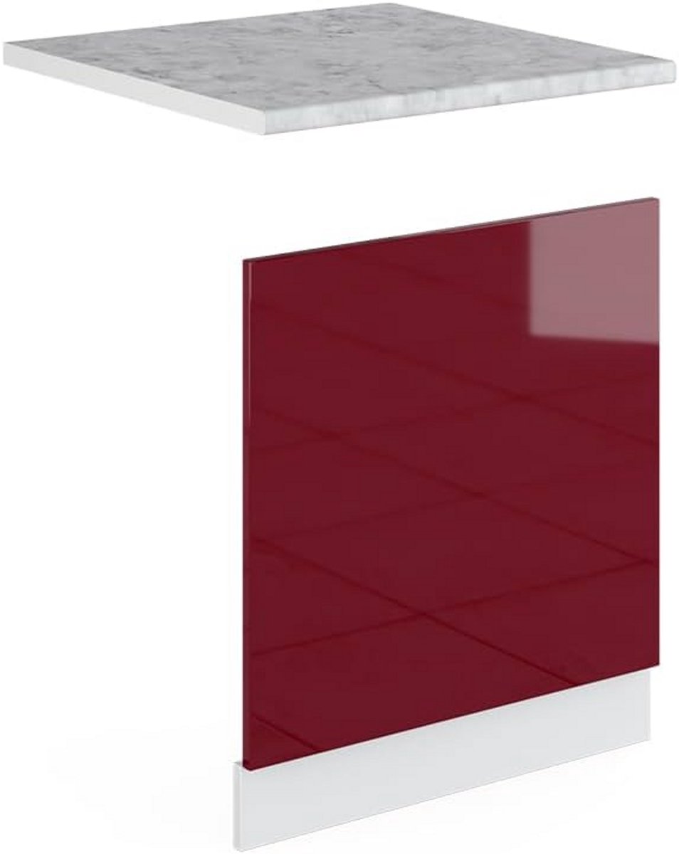 Keukenkastmodule Vaatwasserpaneel 60 cm R-Line Serie Bordeauxrood Hoogglans