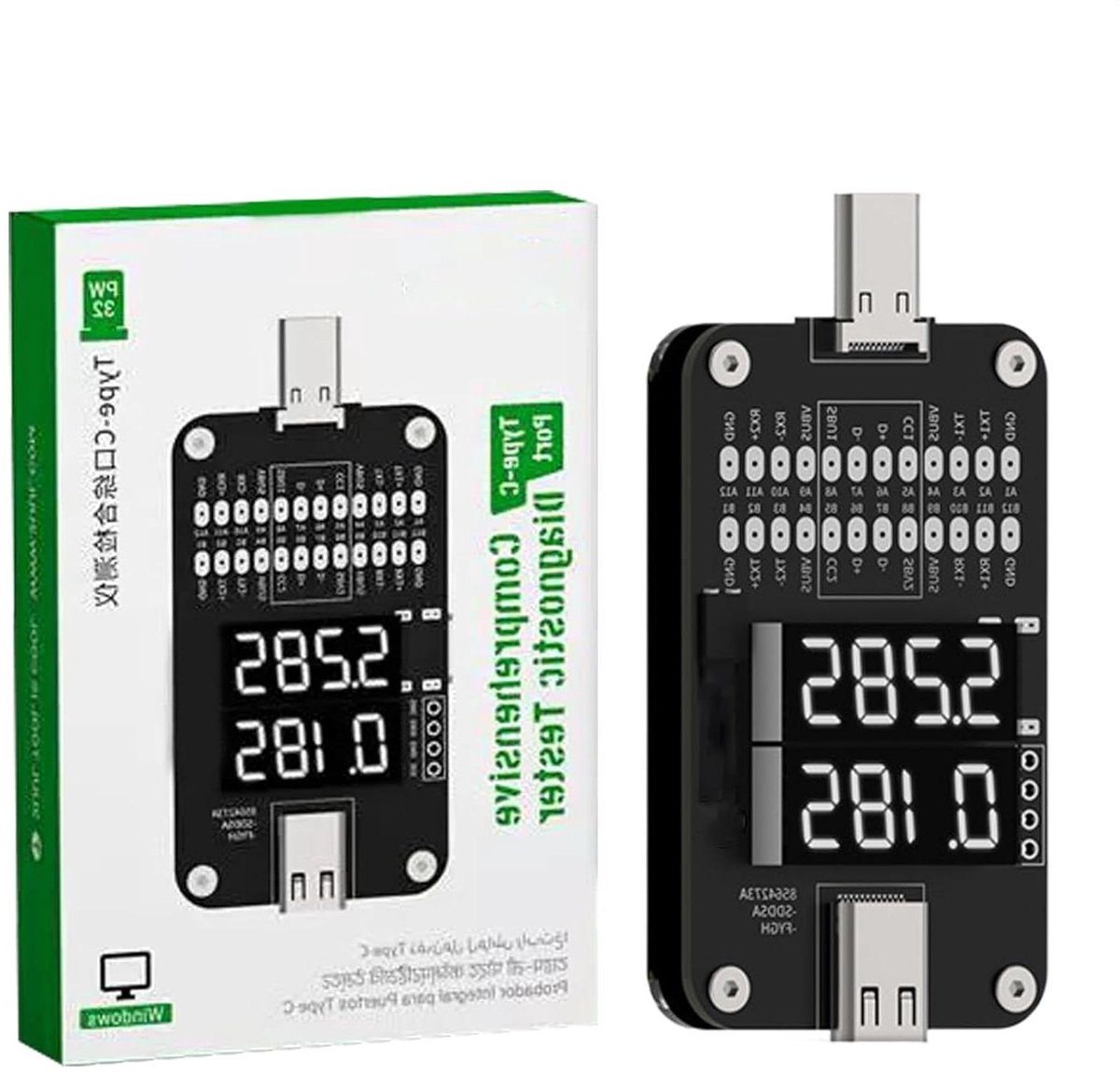 Stroomtester - Spanningsmeter - Foutdetectie - Intelligente Diagnose - Type C - Zwart