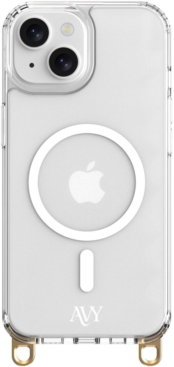 AVY Transparant Hoesje | Geschikt voor Apple iPhone 14 / 13 | Compatibel met MagSafe | Clear Case | Haakjes voor koord