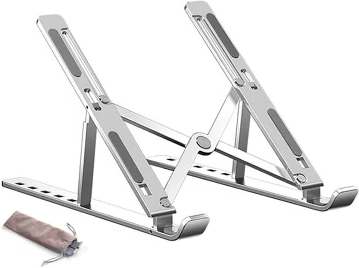 Laptopstandaard - Tablethouder - Comfortabel Werken - Opvouwbaar Aluminium - 10-16 inch - Zilver