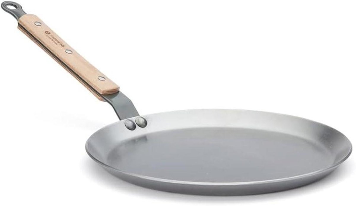 Pannenkoekenpan - Crêpe pan - Lekkere pannenkoeken - Houten handvat - Ø 24 cm - Zilver