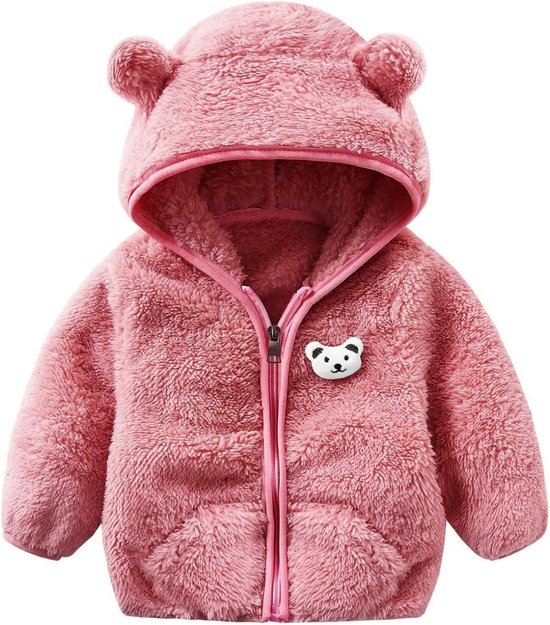 Baby Jas met Capuchon - Kinder Vest - Dagelijks Gebruik - Zachte Fleece Stof - Voor Pasgeborenen - Bruin — afbeelding 4