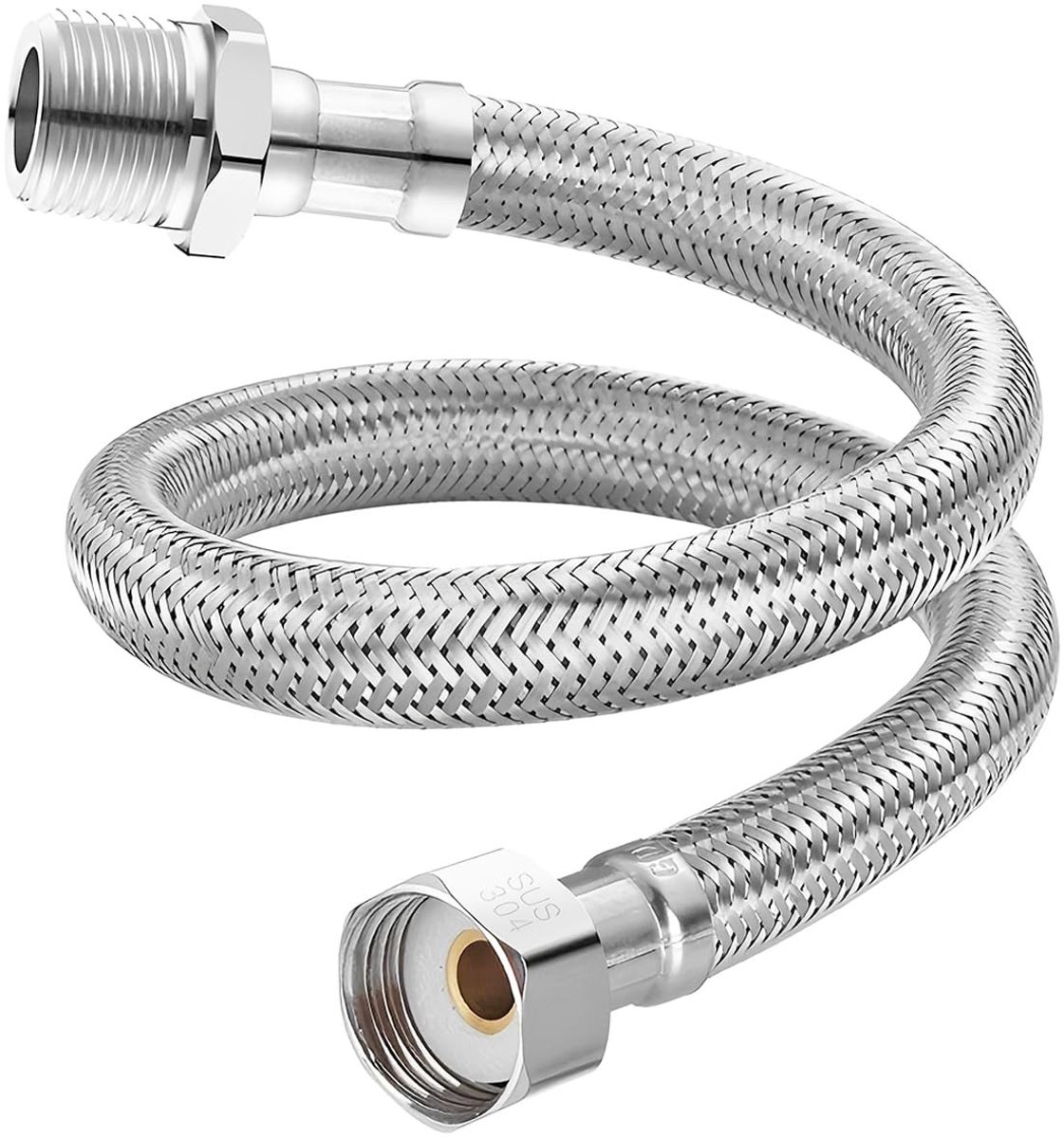 Qrity 10cm Flexibele Kraanverbinder - G1/2 Inch Draad, RVS & EPDM