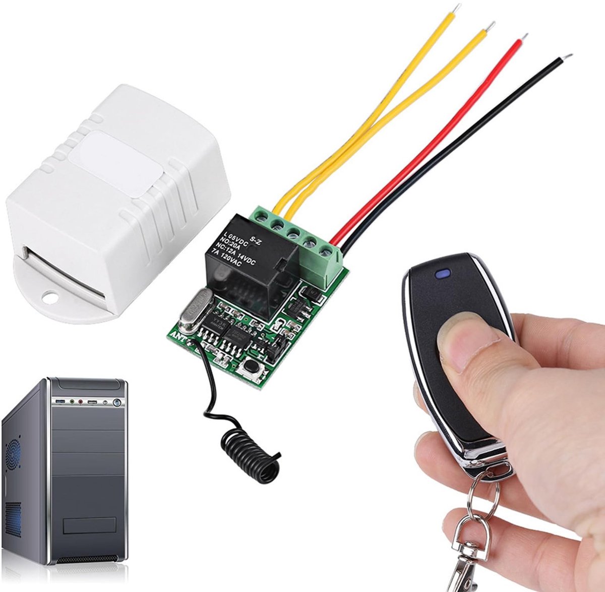 ONF3 - Draadloze Relay Afstandsbediening - Ontvanger & Zender - Auto Deur Raam - 4V-12V - Verbindingsset - Voor Automatisering - Geschikt voor T...