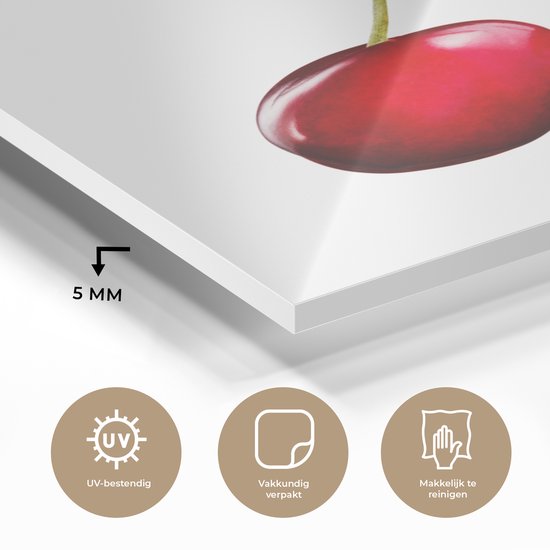 Peinture sur Verre - Cerises - Fruits - Wit - 90x120 cm - Peintures sur Verre Peintures - Photo sur Glas