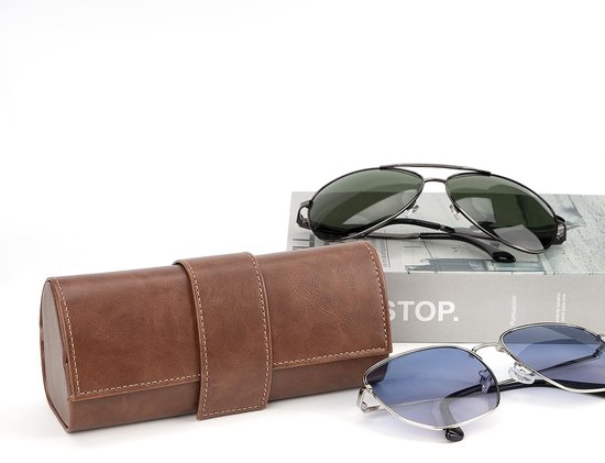 aladdien - Extra grote zonnebrillenhoes - Harde opbergorganizer - XXL - Bruin - Compatibel met Ray-Ban - Ideaal voor zonnebrillen - Uniseks — afbeelding 4