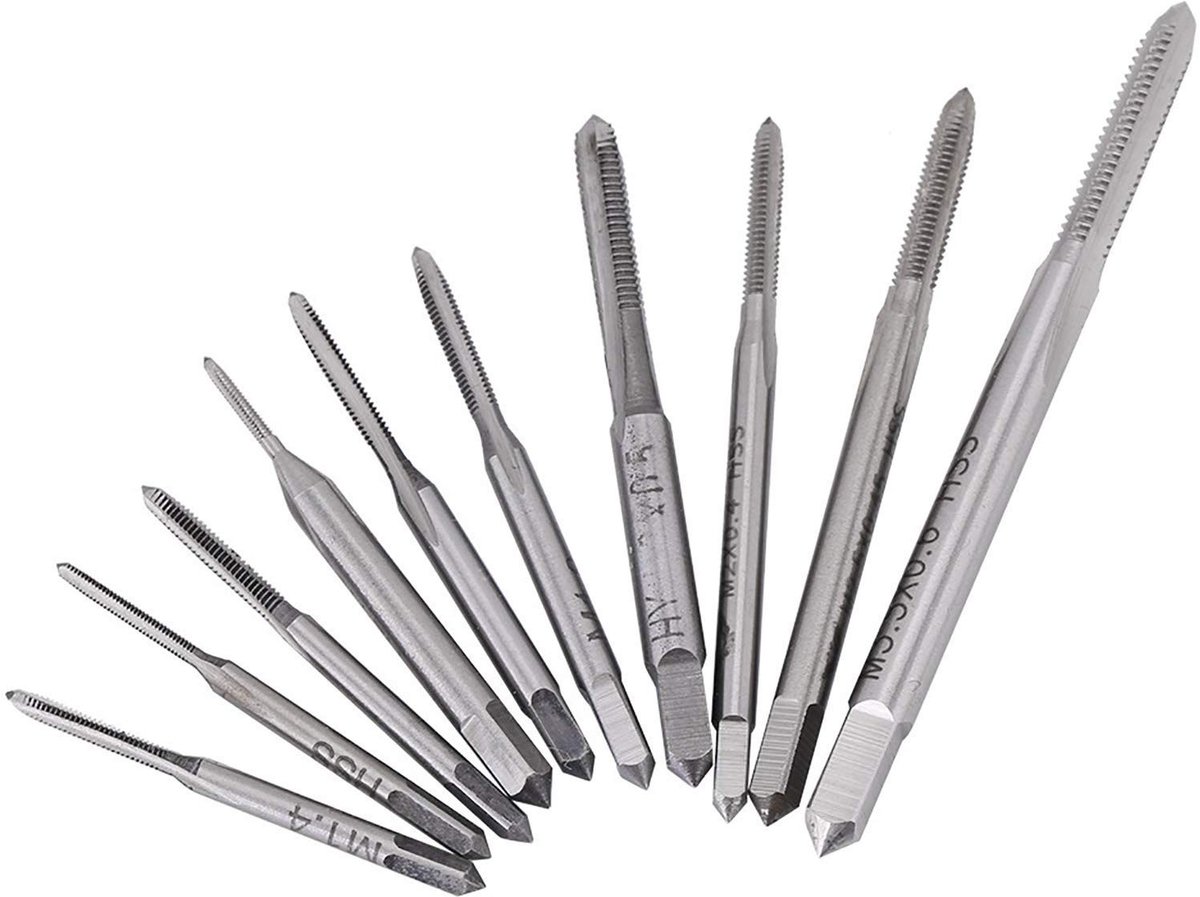 SPHProducts - Micro Tap Set - 10-delige Mini Hand Tap Set - Geschikt voor klokken en horloges - Ideaal voor precisiewerk - M1 tot M3.5 - Inclusief han
