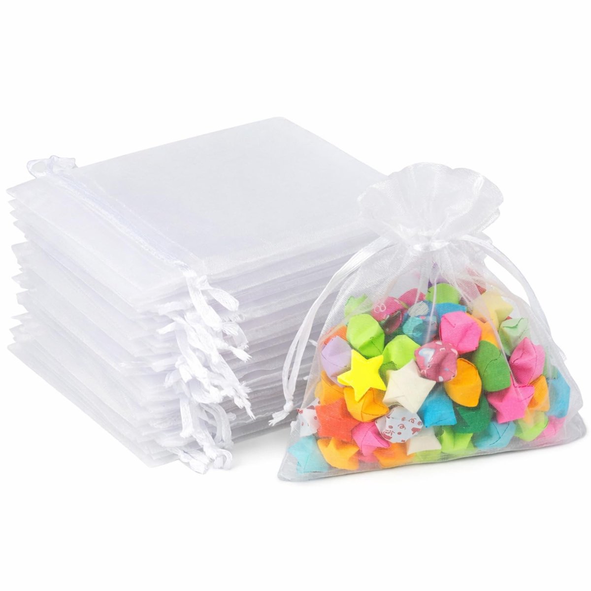 ONF3 - Organza zakjes - Cadeauzakjes - Klein formaat - Witte organzazakjes - Geschikt voor bruiloften en feestjes - 100 stuks