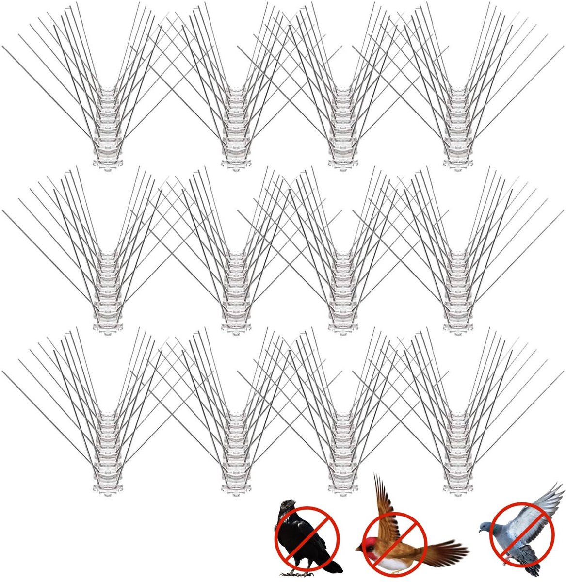 ONF3 - Vogel Spikes - Roestvrij Staal - Duurzaam - Vogelwering - Geschikt voor Daken - 12 Stuks - 25cm