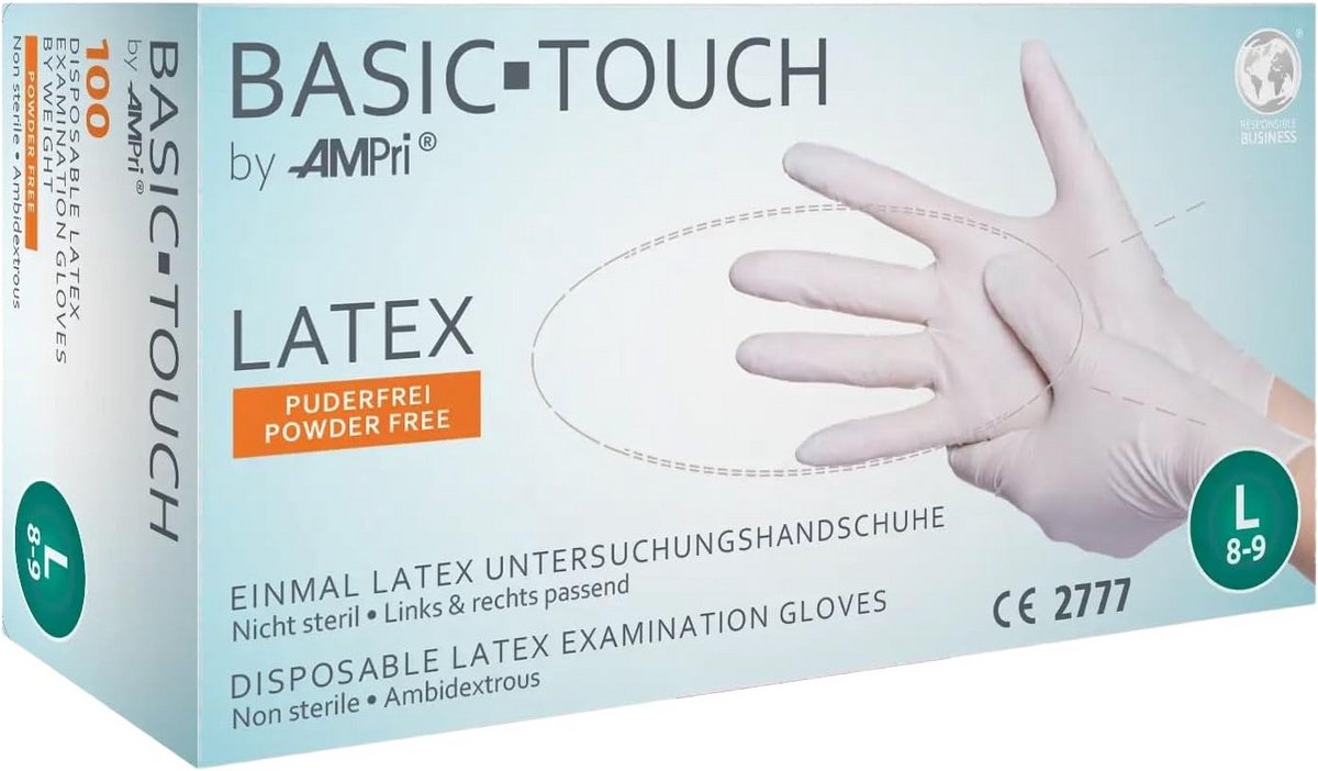Latex Wegwerphandschoenen Basic Touch X-Large (100 stuks)