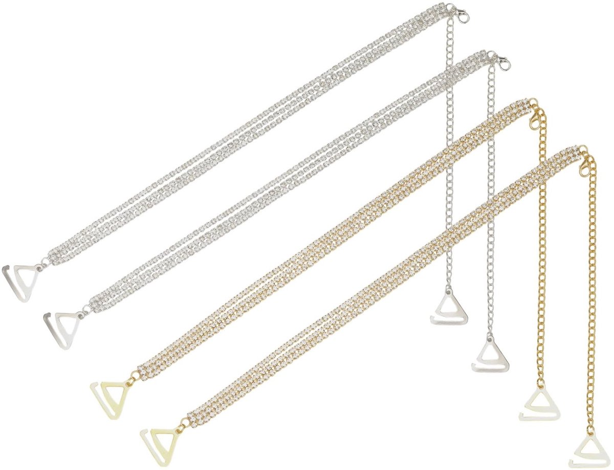 aladdien - Verstelbare Beha-bandjes - Strass Beha-bandjes voor Bruiloft - Goud en Zilver - Perfect voor Trouwen - Elegante Accessoires - Geschikt vo...