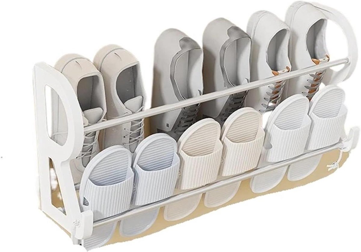 Schoenenrek - Schoenenorganizer - Ruimte Besparen - Wandmontage - Compact - Wit