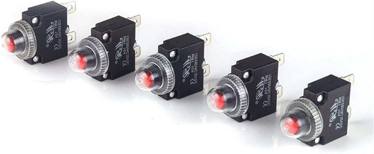 Stroomonderbreker - Overbelastingsschakelaar - Bescherming Circuits - Waterdichte Afdekking - 5 Stuks - Zwart