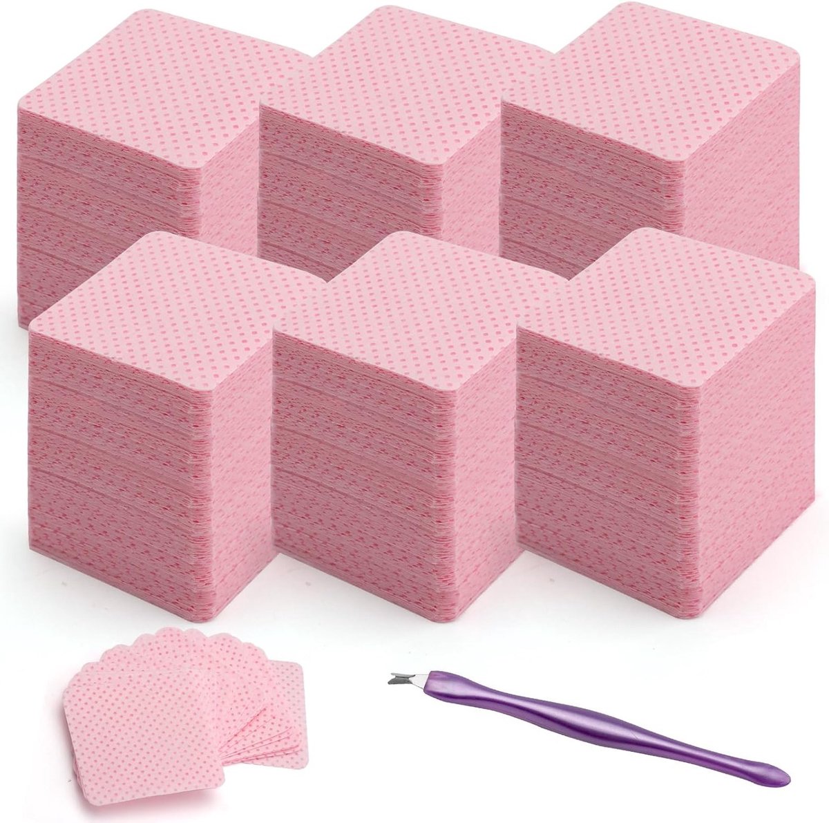 1200 Stuks Lintvrije Nagelaccessoires voor het Knippen van Nagelriemen - Roze Katoenen Nagels 5x5 cm