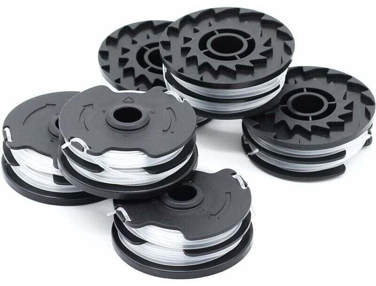 Vervangende spoelen geschikt voor LIDL Parkside grasmaaiers, 6 stuks - 1,6 mm x 4 geschikt voorer (2 stuks geschikt voor PRTA 20-Li/PRT 550/PRT 300 modellen) - Duurzaam