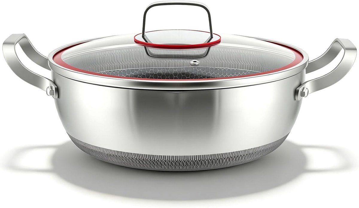 Stoofpan met deksel - Kookpan Braadpan - Langzaam Garen - Krasbestendige coating - 26 cm - Zwart