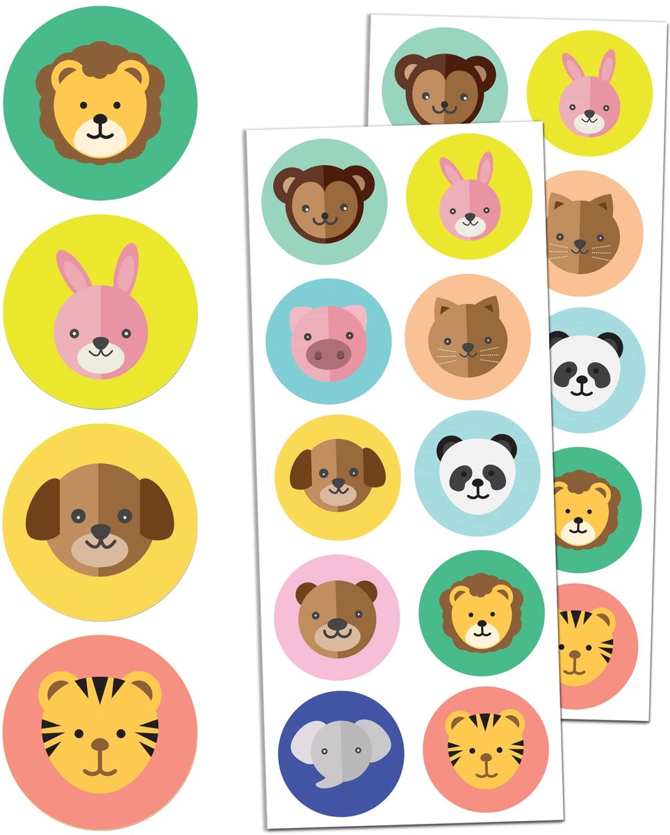Store_7 - Dieren Stickers voor Kinderen - 200 Stuks - Perfect voor Feesten - 40mm - 10 Unieke Ontwerpen - Leuk voor Dierenliefhebbers - Ideaal voor...