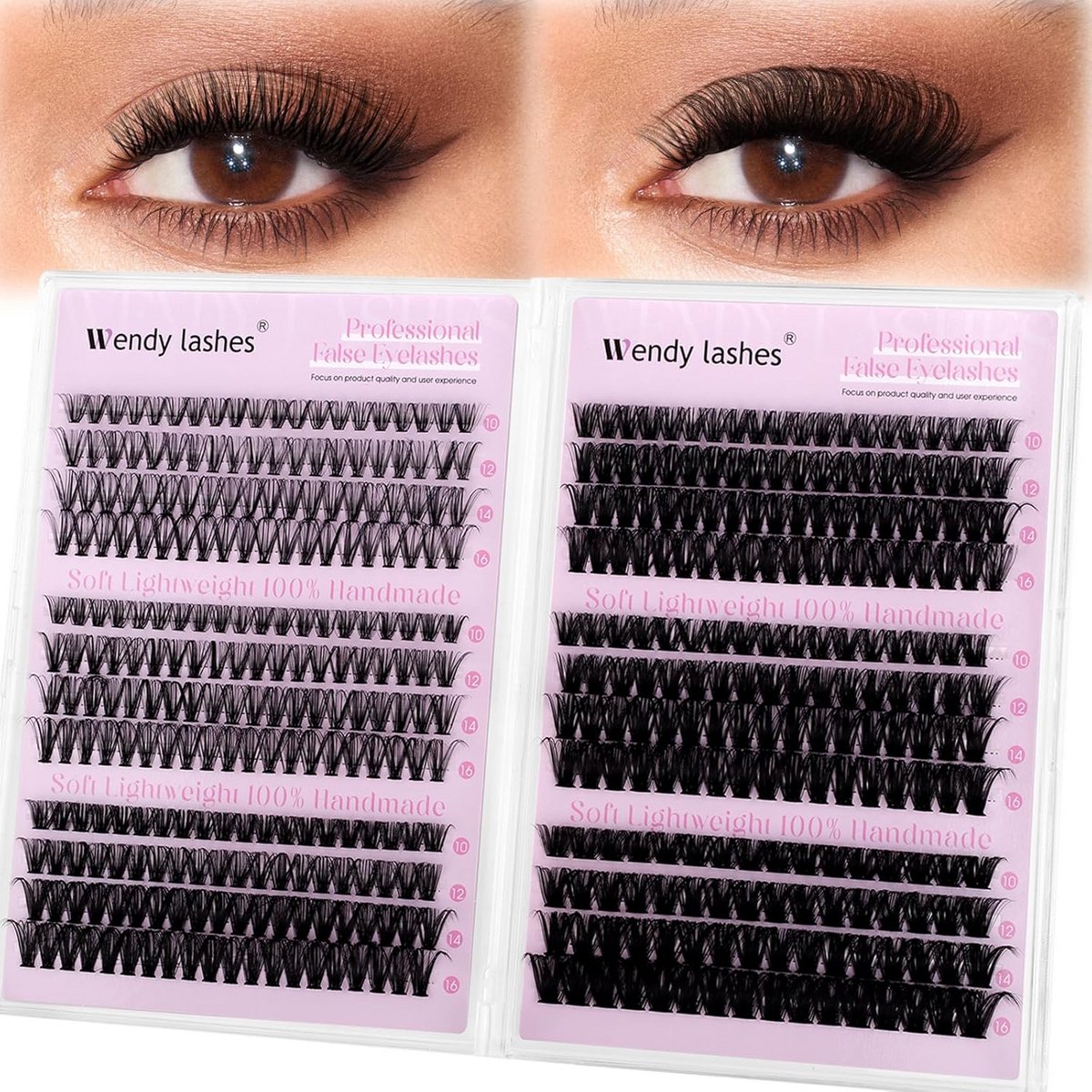 Individuele Wimperclusters (D-Krul) - 6 Stijlen, 10-16mm voor Natuurlijke Lash Extensions