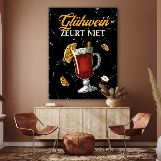 Décoration murale Métal - Peinture Aluminium Industriel - Vin chaud - Glas - Vintage - 120x160 cm - Dibond - Photo sur aluminium - Décoration murale industrielle - Pour le salon/chambre - Cadeau pour femme