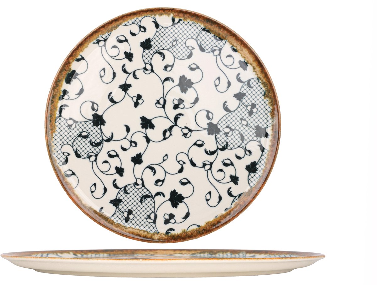 Kütahya Porselen Pizzabord - Fluer Amber - Porselein - 31 cm - set van 2