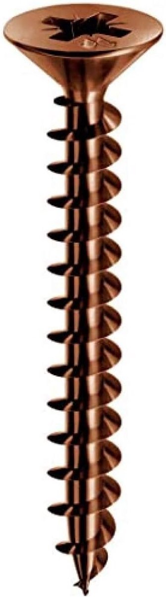 500 Bronzen Paneelschroeven Platte Kop 4x50mm met Lubex Smering