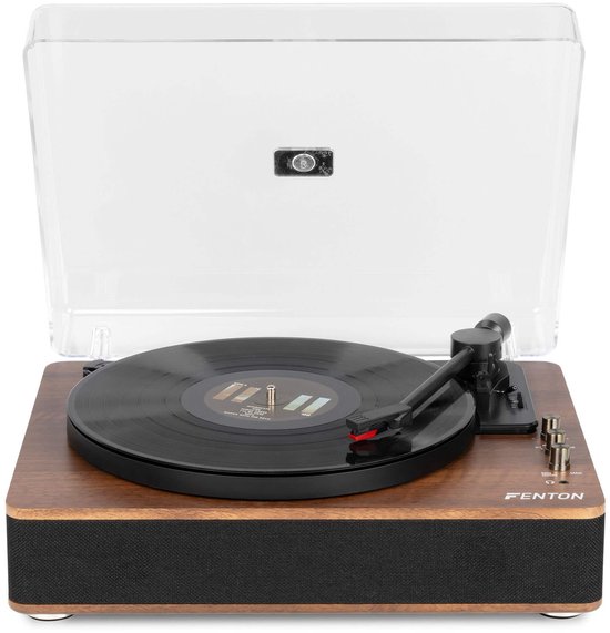 Platenspeler Bluetooth (in/uit) - Fenton RP162 - retro platenspeler met speakers (stereo) en mp3 speler - Bruin