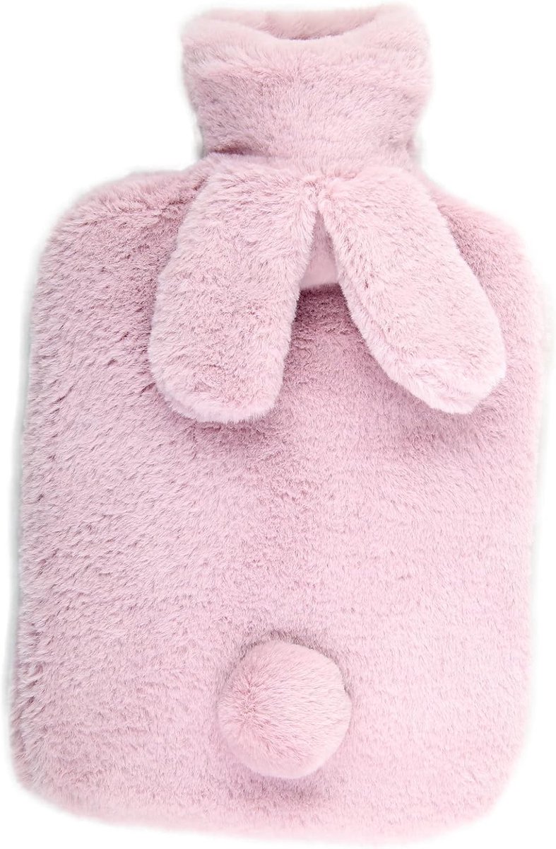 Warmwaterkruik 2 liter met zachte overtrek – lekvrij, geurloos PVC – pijnverlichting – konijnenvorm – roze