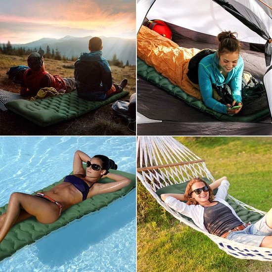 Campingmatras Opblaasbaar - Slaapmat Outdoor - Kamperen Buiten - Ultralicht Ontwerp - 190 x 59 cm - Groen — afbeelding 2