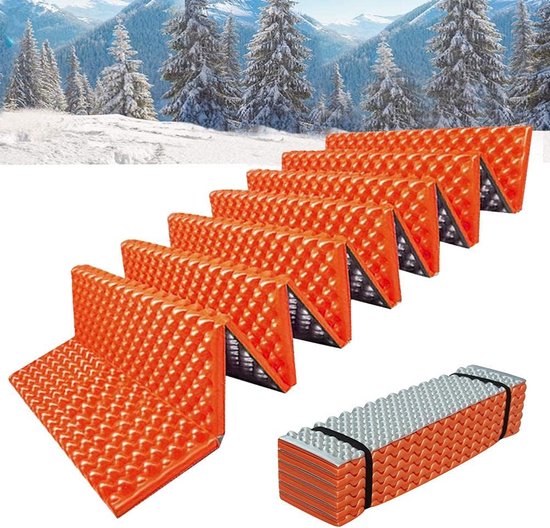 Kampeer Mat - Slaapmat Vochtwerend - Buiten Kamperen - Dubbelzijdig Ontwerp - 190 x 61 cm - Zilver Oranje — afbeelding 3
