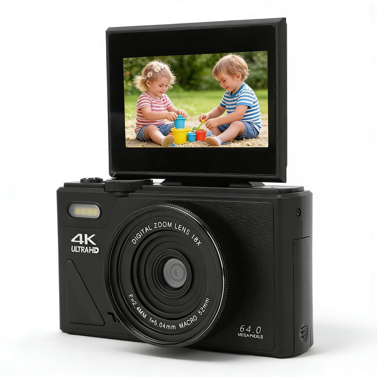 SPHProducts - 4K Digitale Camera - 18x Zoom - Autofocus Videocamera - Zwart - Reiscompactcamera - Geschikt voor Selfie-vloggen - Model