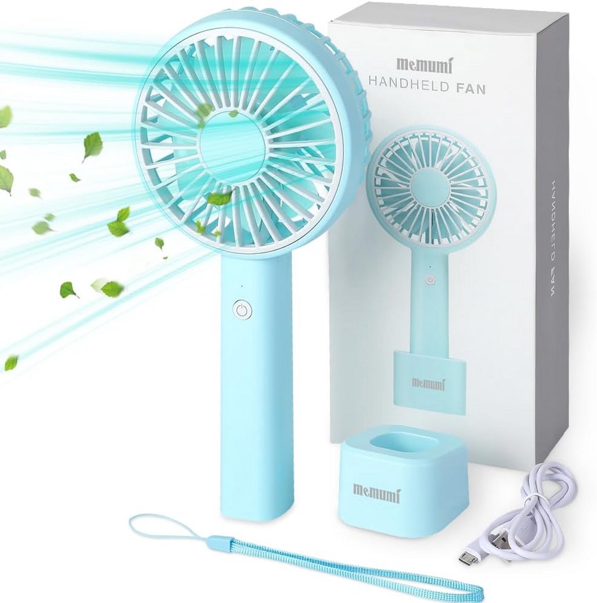 Draagbare USB Ventilator - Mini Handheld en Desktop Fan voor Buiten en Reizen - Blauw