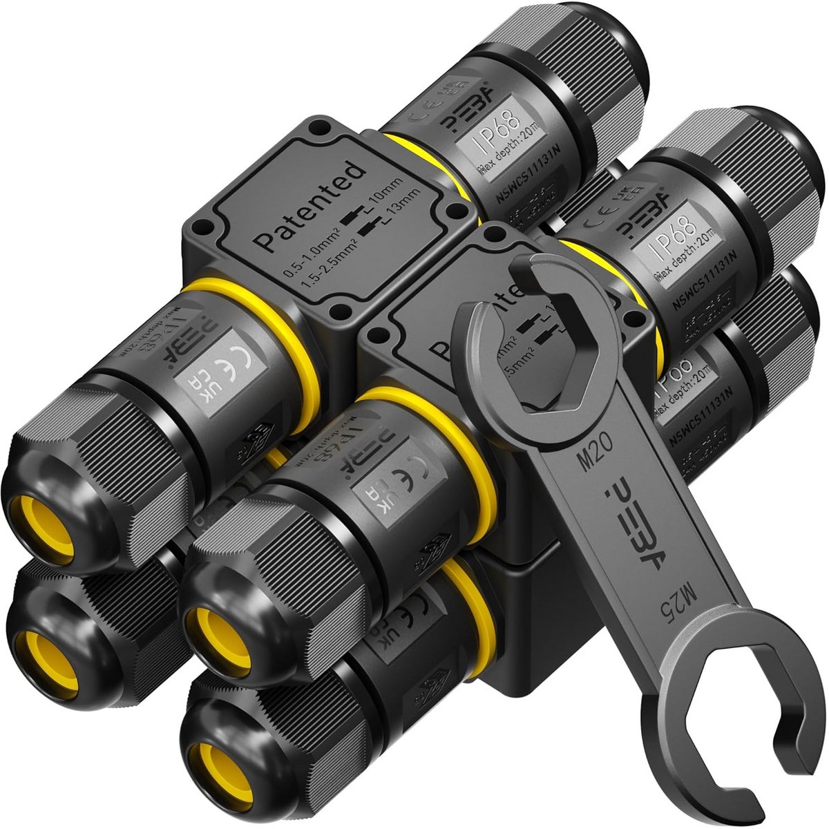 Waterdichte Kabelverbinder IP68 3-polig voor Buiteninstallaties
