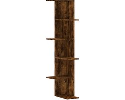 vidaXL Corner wall shelf 36.5x36.5x140 cm wood smoked oak color, corner bookcase, bookcase, shelf cabinet, corner cupboard, standing cabinet