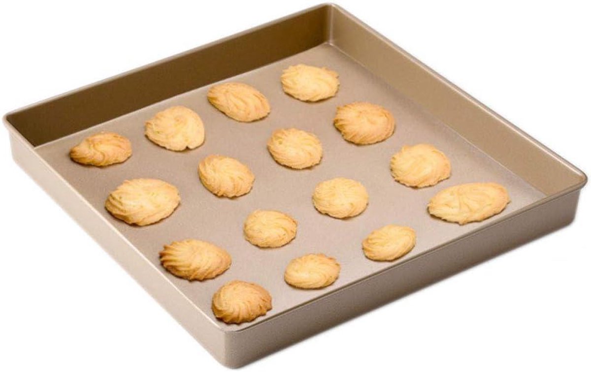 Bakplaat Koekjes - Vierkante vorm - Zelf bakken - Antiaanbaklaag - 28x28 cm - Goud