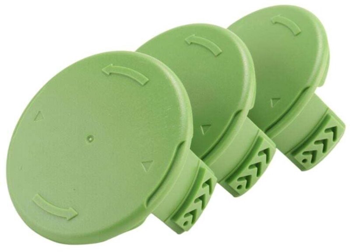 Een set van 3 vervangende spoelkappen geschikt voor 24V, 40V en 80V draadloze bosmaaiers, onderdeelnummer 3411546A-6