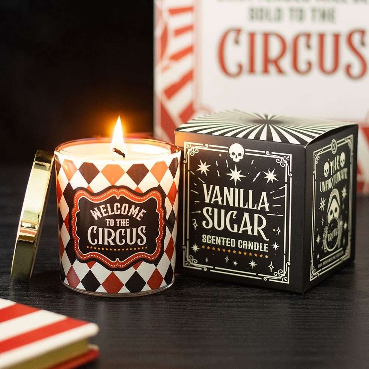 Something Different Mystic Circus Vanilla Sugar Candle Geurkaars - Zwart/Wit