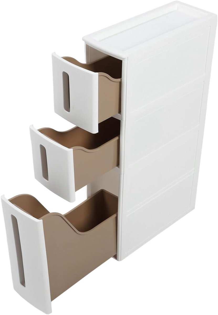 Smalle Opbergkast - Ladeblok - Ruimtebesparend - Met 3 Lades - 67 x 40 x 18 cm - Wit