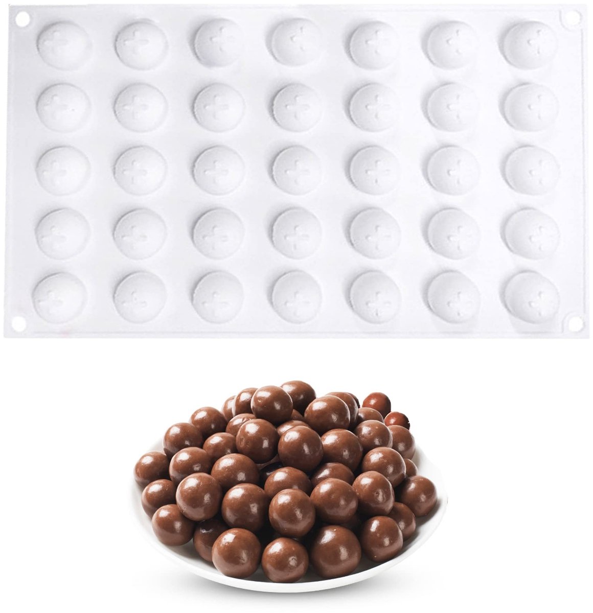 aladdien - Chocolademallen - Siliconen Mallen - Non-stick en herbruikbaar - Wit - Voor DIY Chocolade Ballen - Geschikt voor Cake en IJs
