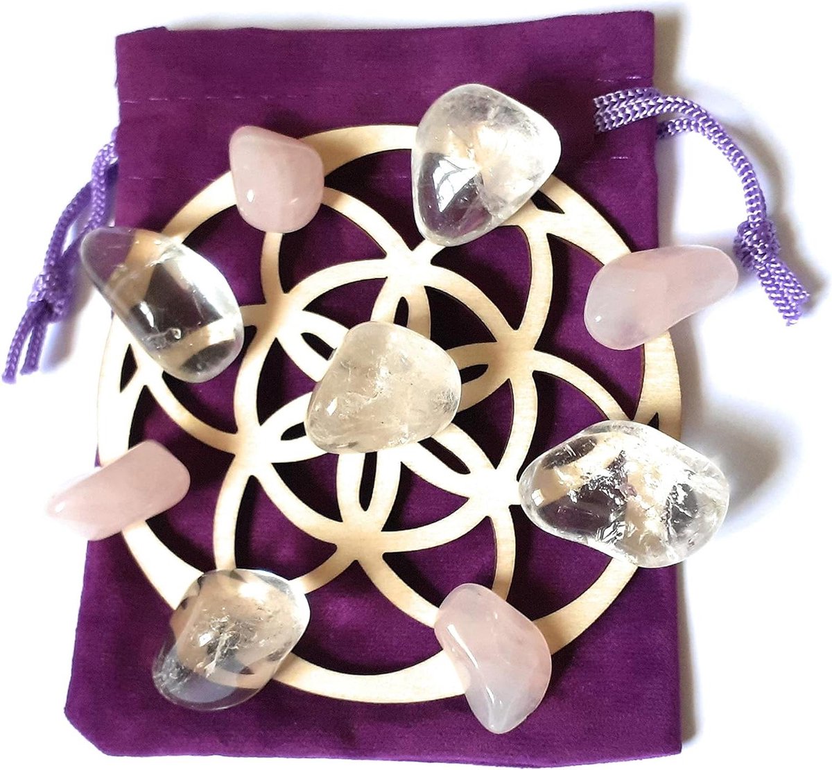 Kristal Grid Mini Set - Geneeskrachtige Kristallen - Meditatie & Ontspanning - Zaad van het Leven Ontwerp - 80 gram